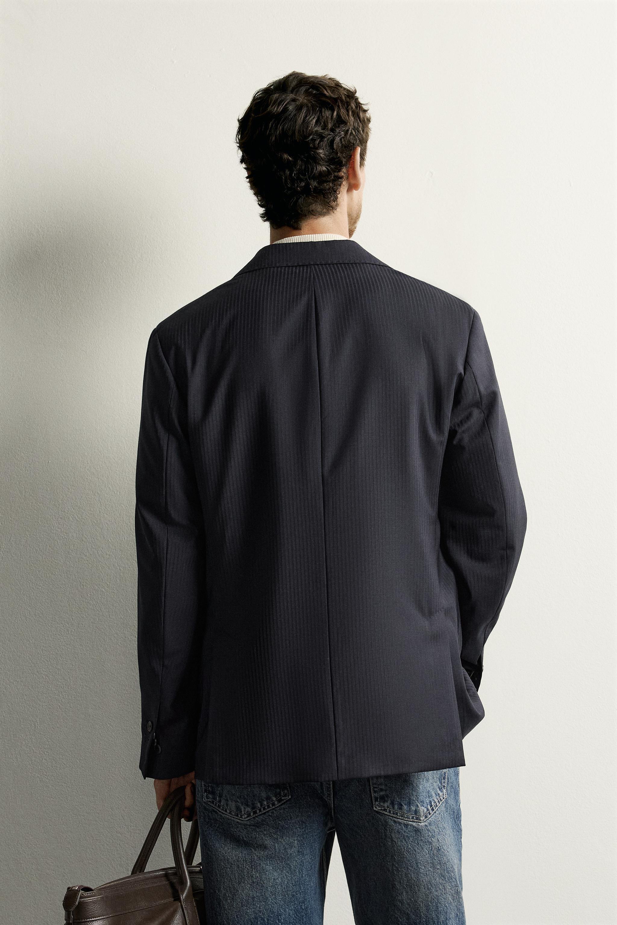 100% WOOL STRIPED BLAZER